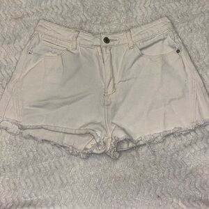 White Denim Distressed Shorts